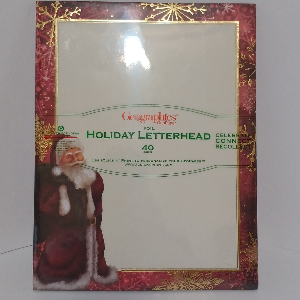 Geopaper Seasonal Stationery Santa Clause 40 Count Geographics
